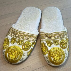 Versace Medusa Gold and White Slippers